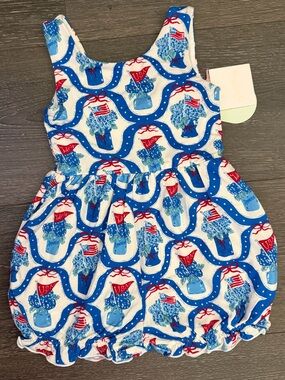 SweetHoney Girls Red White and Blue Patriotic Bubble One-Piece Romper